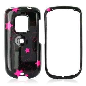  For Sprint HTC Hero Hard Plastic Case Pink Stars Black 