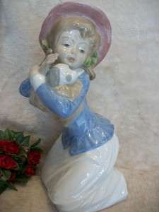 Original Tengra Ceramic Figurine Little Girl Holding Puppy Made In 