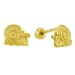  14K Yellow Gold Snail Stud Earrings for Little Girls 