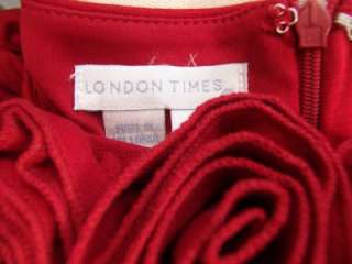MAGGY LONDON TIMES Red Ponte Knit Stretch Spandex Cocktail Dress 14 