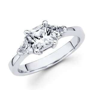 Semi Mount 3 Stone Princess Diamond Engagement Ring White Gold 1/3 CTW 
