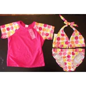  Exhilaration Girls 3 Piece Swimsuit Set Upf50+ Pink Size 7 