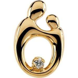   Yellow Gold Diamond Mother and Child Pendant by Janel Russell 14.75mm