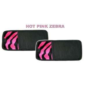  2pc Hot Pink Zebra Velour Cd Dvd Visors Automotive