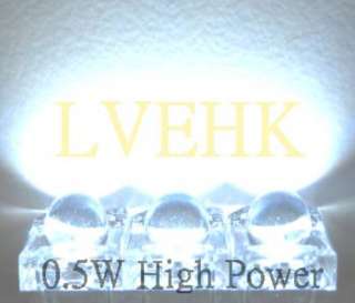 20p 5mm 0.5W 6 Chips White Flux LED LAMP LIGHT 55Kmcd  