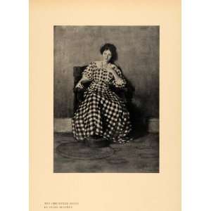  1908 Print Checkered Dress Women Belcher Painting Art 