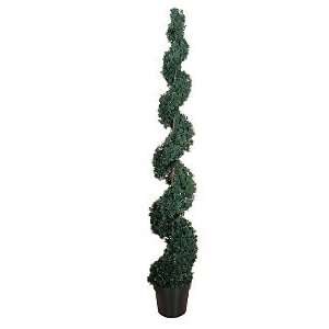  TWO 6 ft Outdoor Cedar Artificial Spiral Topiary Tree 
