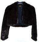 georgiou studio black fluffy lustrous faux fur womans bolero jacket