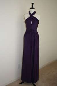NEW Halston Heritage Twisted Halter Jersey Open Back Banded waist Gown 