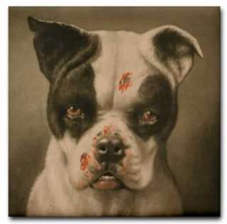 Boston Terrier Bloody Cute Bad Dog Ceramic Tile Coaster  