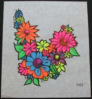 Vtg t shirt iron on~Colorful Flowers~Hippie Art~1960s  
