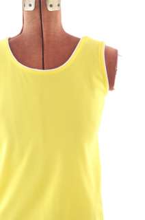 Great mid 1960s tank top. Light weight poly, bright yellow, boxy cut.
