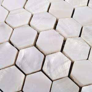 Home Elements Glass Fiber Base Mother of Pearl Tile   Nature White   1 
