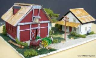 HO Country Farm w/Figure & Homestead Diorama Built Lot  