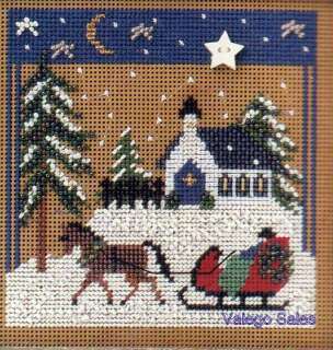 Mill Hill Beaded Buttoned Cross Stitch Kit 5 x 5 ~ SLEIGH RIDE Sale 