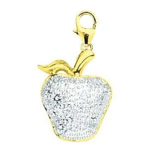  14K Gold 1/10ct HIJ Diamond Apple Spring Ring Charm Arts 