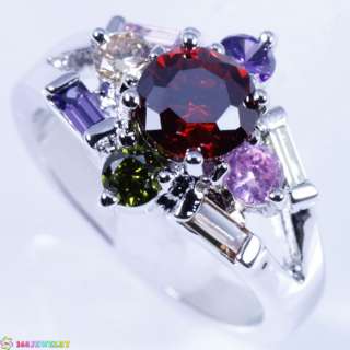 AWESOME COLORFUL TOPAZ GEMSTONE SILVER RING K282 SIZE9  