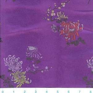  45 Wide Oriental Brocade Chrysanthemums Purple Fabric By 