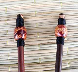 Asian Thai Wooden Orb Chinese Art Chopstick Hairpin #E  