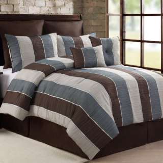 Florence Green, Brown, Blue & White 6 Piece Comforter Bed In A Bag Set 