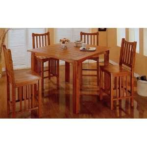  5pc Mission Oak Counter Height Dining Pub Table Bar Stool 
