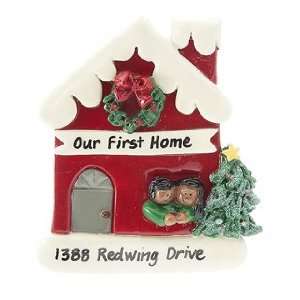   Ethnic Couple in House with Lights Christmas Ornament
