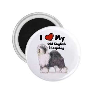   Love My Old English Sheepdog Refrigerator Magnet