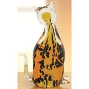  6.5 High Amber Glass Mini Cat Figurine