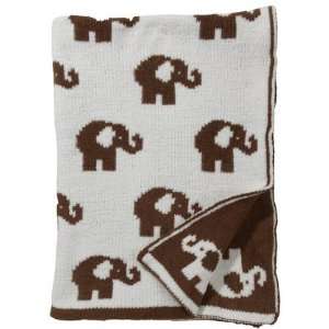    CoCalo Baby Chenille Dot Blanket In Ivory Brown Elephant Baby