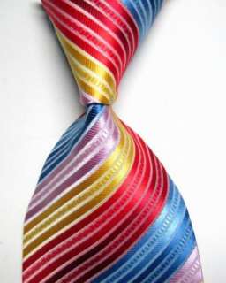 Multi color 100% New Stripes Silk WOVEN JACQUARD Leisure Neck ties Men 