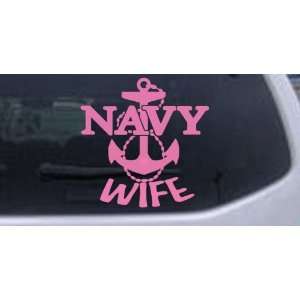 Pink 14in X 14.0in    Navy Wife Military Car Window Wall Laptop Decal 