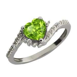 85 Ct Heart Shape Green Peridot and White Topaz Argentium Silver 