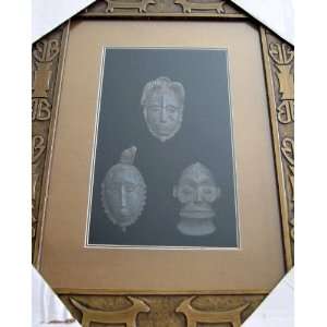 Carved Faces in Display Frame   Arister Gifts DECORATIVE Picture 