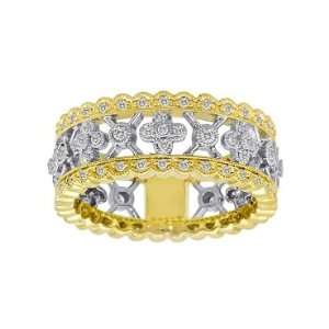 Meira T 14K Yellow Gold Diamond Art Deco Style Floral Right Hand Ring 