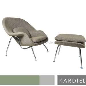  Womb Chair & Ottoman, Oatmeal Houndstooth Twill