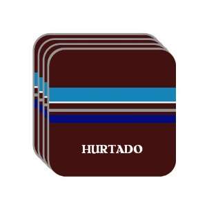 Personal Name Gift   HURTADO Set of 4 Mini Mousepad Coasters (blue 