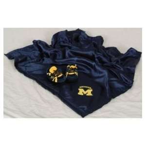 Michigan Wolverines Baby Blanket and Slippers