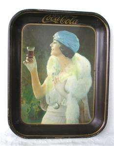 1925 Drink Coca Cola Golfer Tray, Lady In Blue Turban Hat  SWEET 