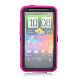  HTC Inspire 4G Hybrid Dual Protector Case   Black/Pink 