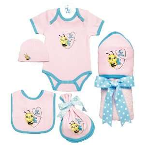 Bumble Bee Hooded Baby Towel, Bib, Burp Pad, Romper and Hat Set For 0 