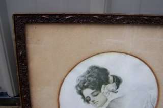 Antique Woman Looking In Mirror Awesome Ornate Frame  