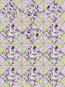 Purple Lavender Green Rose Quilt Kit Fabric Pre cut  