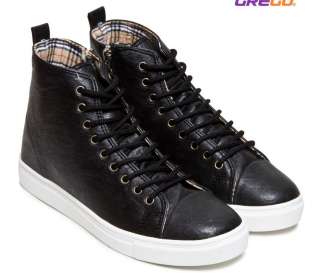 Men 1.2 Height Increased Casual High Top Sneakers Boots Shoes Black 