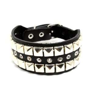  Gothic Punk Emo Rockabilly metal studded leather bracelet 