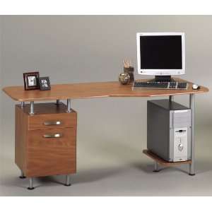  PC Desk with File Medium Cherry Laminate/Metalic Gray Frame 