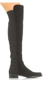 NIB Stuart Weitzman 5050 Black Suede Stretch Over The Knee Boots size 
