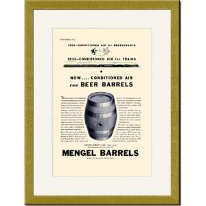    Gold Framed/Matted Print 17x23, Mengel Beer Barrels