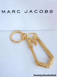 MARC JACOBS Gold Alloy Carabiner MJ Clip Key Ring Chain  