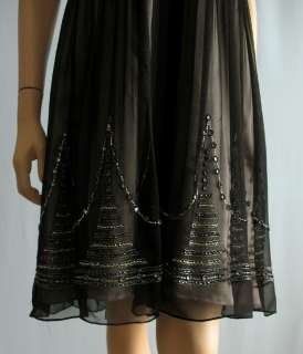 Adrianna Papell Black Beaded Silk Dress Sz 10 NEW NWT  