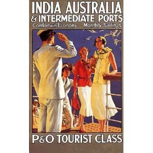 INDIA AUSTRALIA TOURIST CLASS SHIP VINTAGE POSTER REPRO